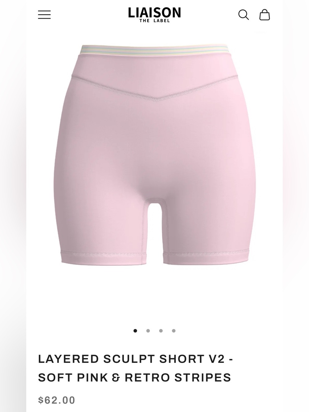 Liaison the Label Sculpt Short V2 in Soft Pink & Retro Stripes